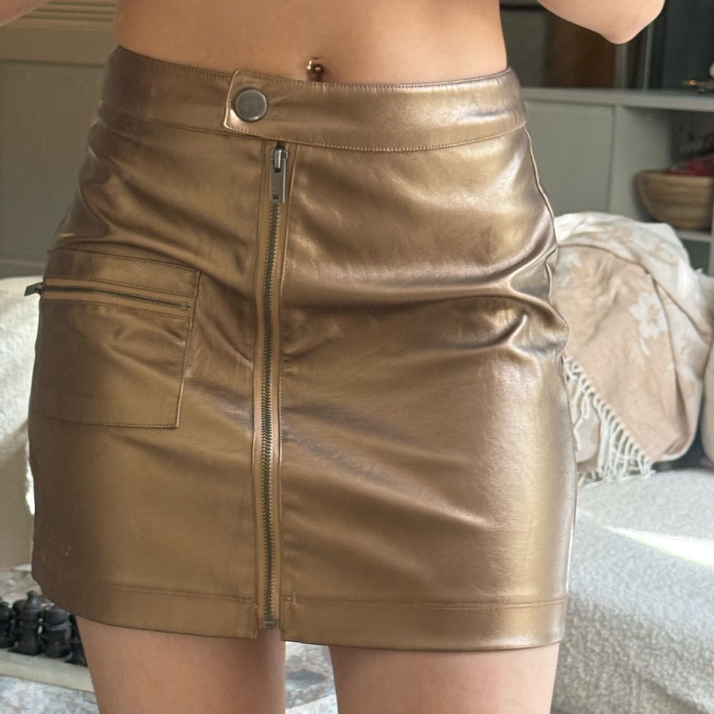Urban Outfitters Bronze Faux Leather Mini Skirt S